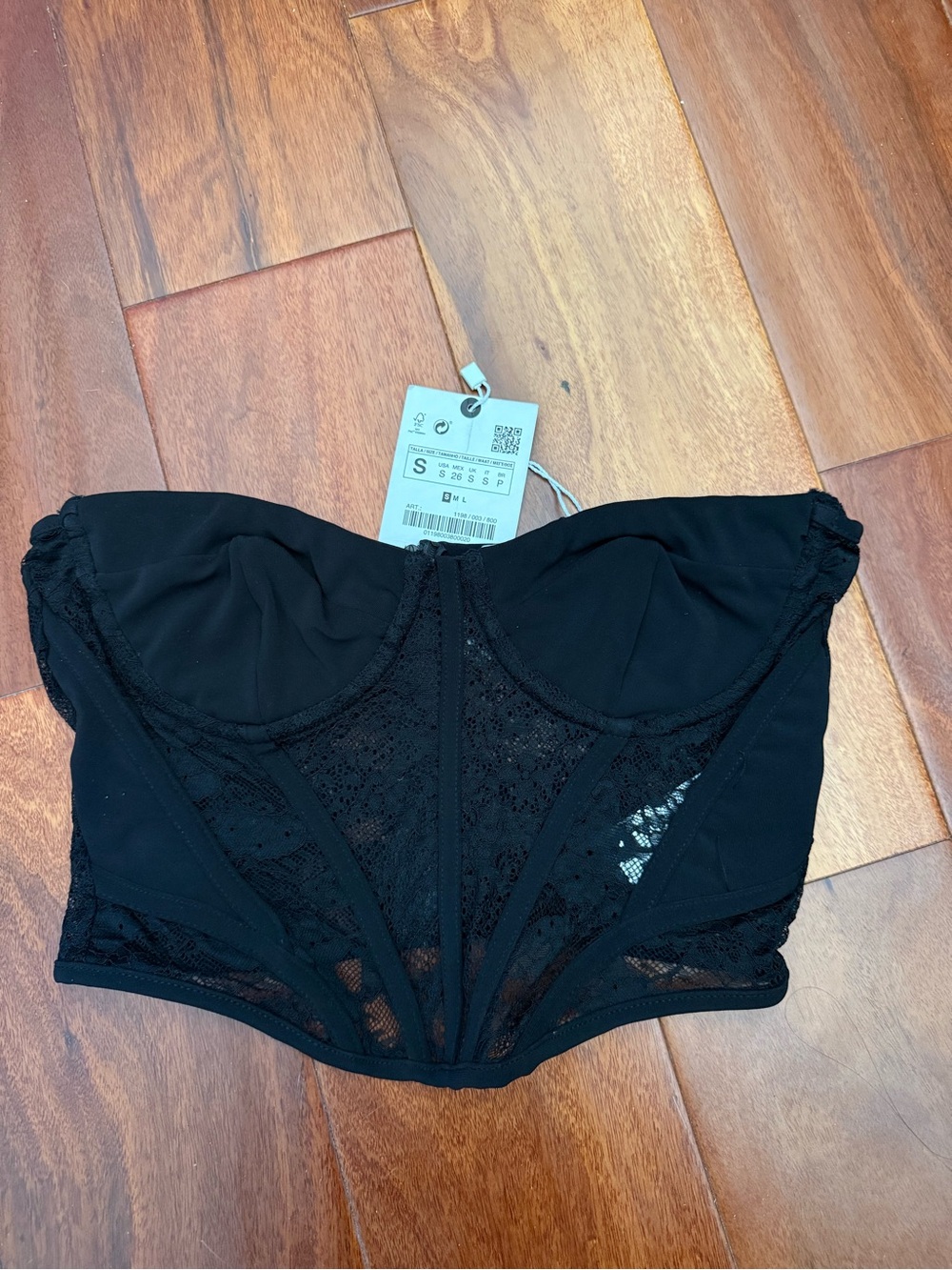 NWT Zara Black Lace Corset Top size S